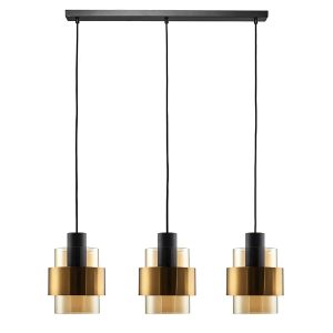 Freelight hanglamp Chiasso – 3 lichts – 100 x 150 cm – zwart goud Freelight hanglamp Chiasso – 3 lichts – 100 x 150 cm – zwart goud