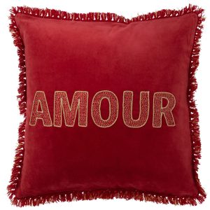 J-Line kussen Amour – textiel – rood/goud J-Line kussen Amour – textiel – rood/goud