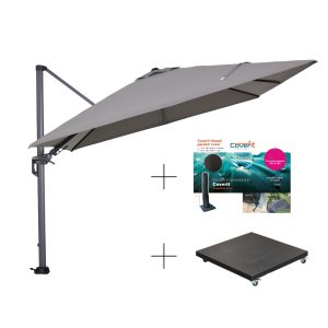 Garden Impressions Hawaii parasolset 300×300 lichtgrijs 90 kg