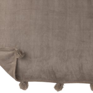 J-Line plaid Pompom – polyester – taupe – 170 x 130 cm J-Line plaid Pompom – polyester – taupe – 170 x 130 cm