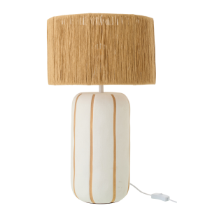 J-Line tafellamp Gestreept – keramiek – naturel/wit – large