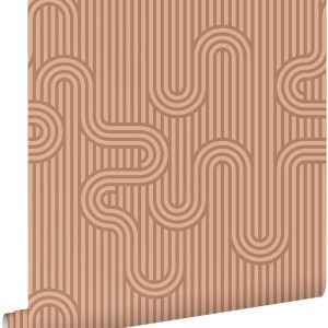 ESTAhome behang grafische lijnen terracotta – 50 x 900 cm – 131024