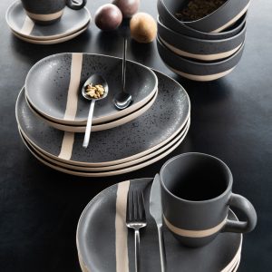 J-Line bord – keramiek – zwart/taupe – small J-Line bord – keramiek – zwart/taupe – small