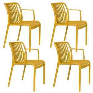 Housecraft Living Mante Tuinstoel Armleuning Kunststof Geel – Set van