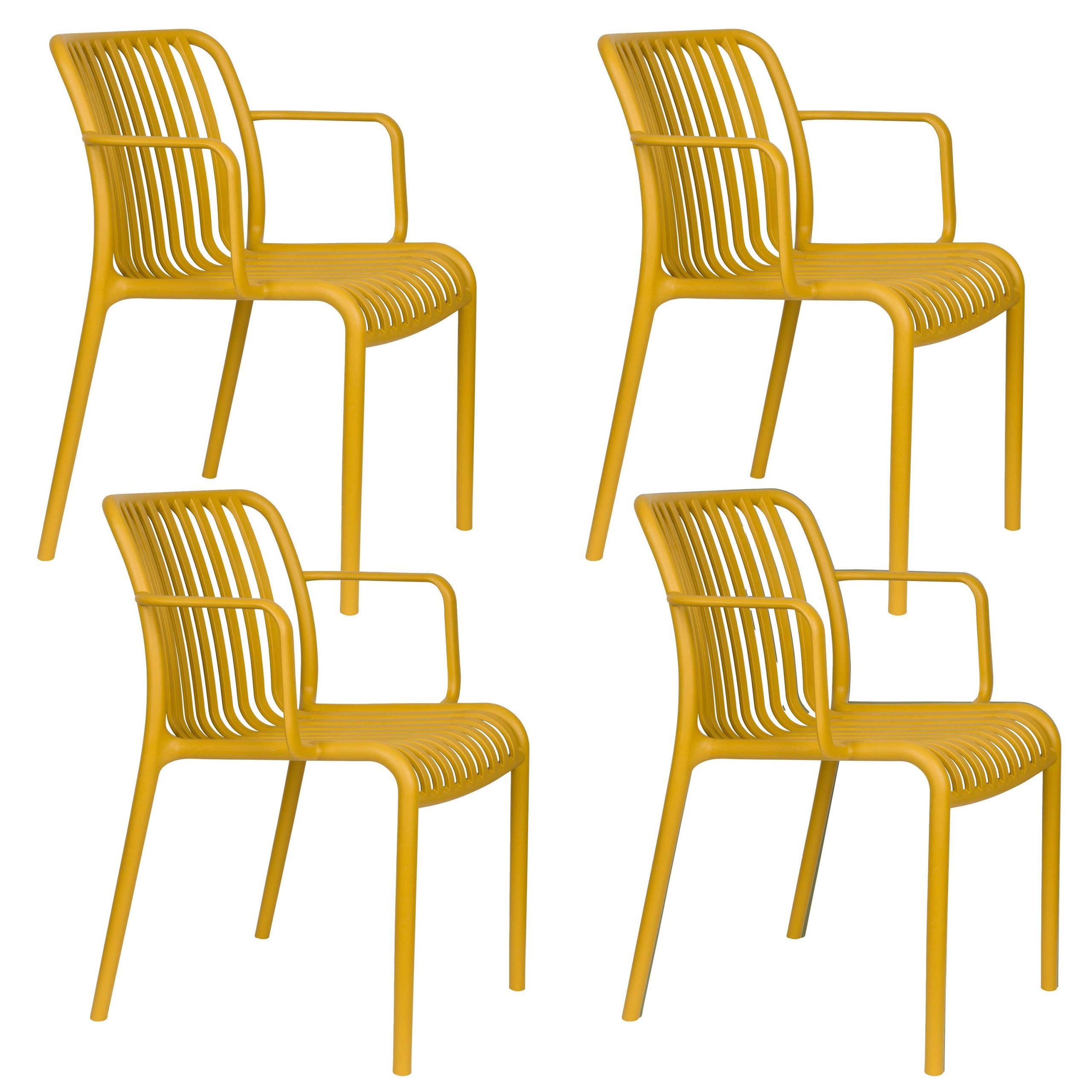 Housecraft Living Mante Tuinstoel Armleuning Kunststof Geel - Set van
