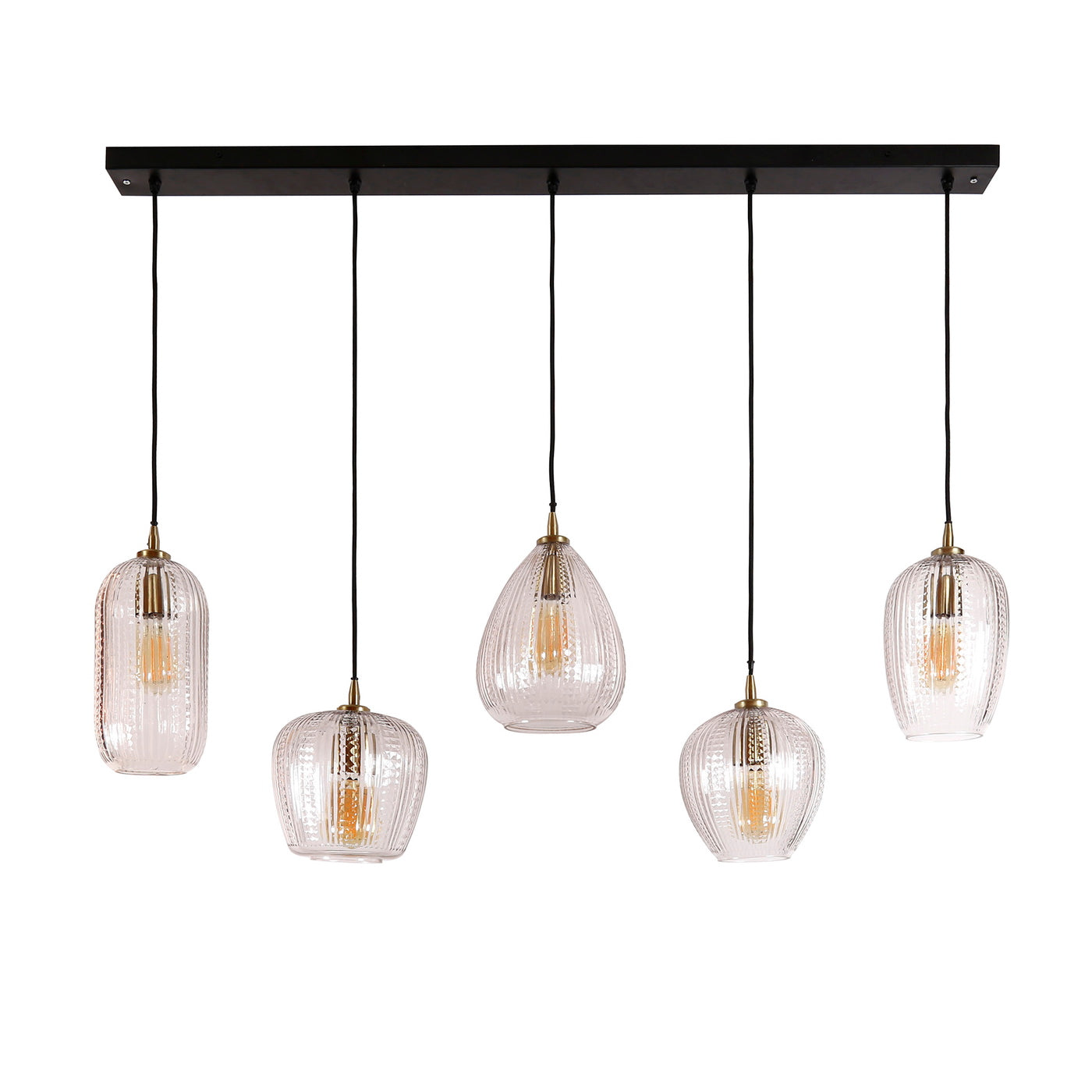 Giga Meubel Hanglamp Diamond Grain Mix - Glas - 5-Lichts - 120x20x150c