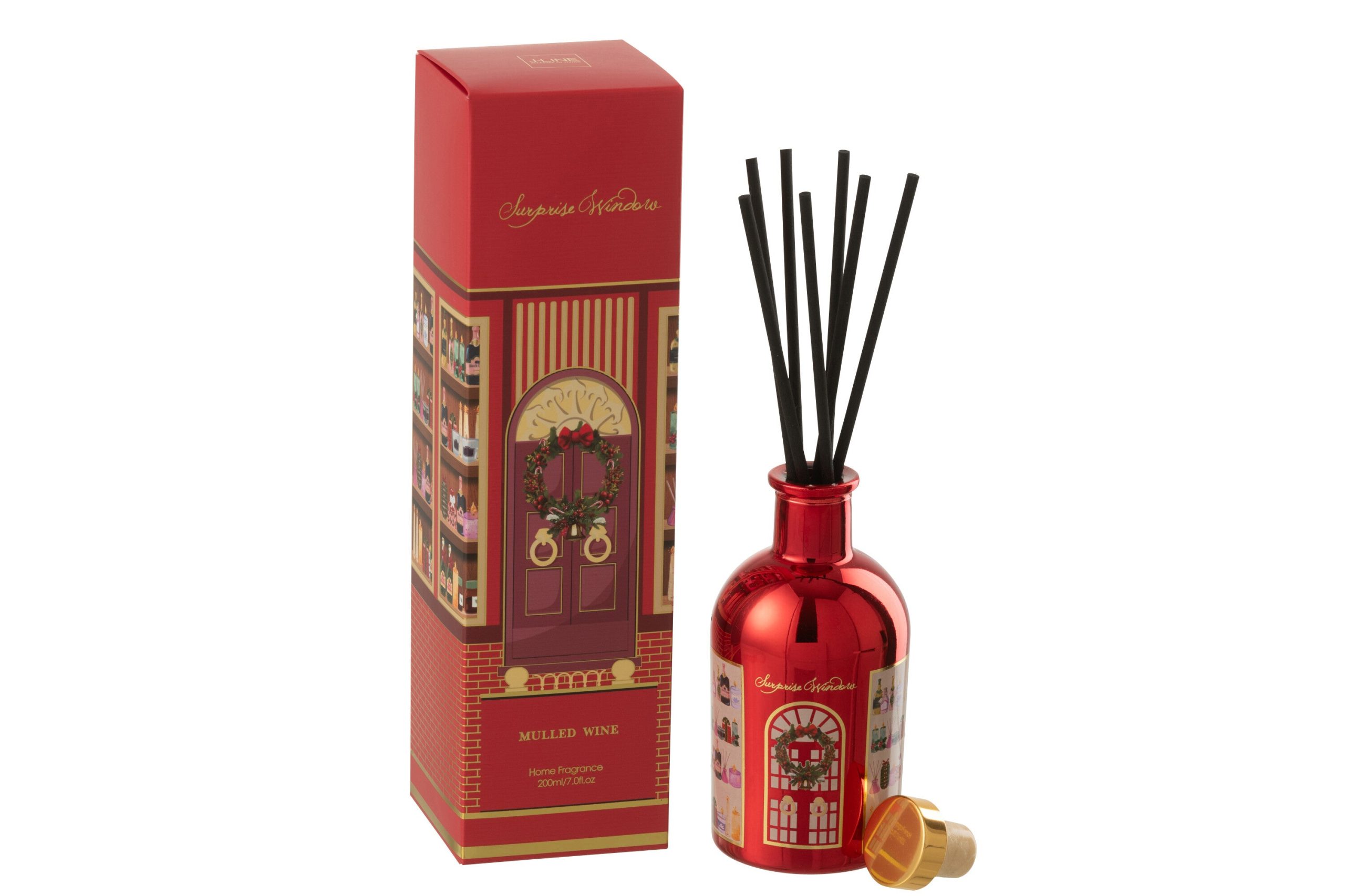 J-Line geurstokjes Surprise Window - Mulled Wine - glas - rood