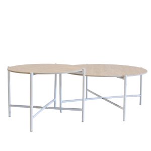 Giga Meubel Salontafel Abano – Wit Metaal – Sintered Stone – Set van 2
