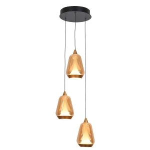 Highlight hanglamp Tromba – 3 lichts – 22 x 155 cm – amber zwart