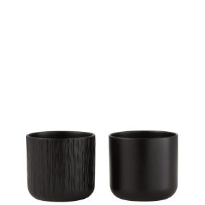 J-Line bloempot Gen – keramiek – zwart – small – 2 stuks – Ø 13 cm J-Line bloempot Gen – keramiek – zwart – small – 2 stuks – Ø 13 cm
