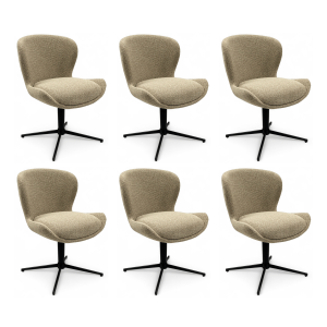 Furnhouse eetkamerstoel Nicklas – Beige – Stof (Bouclé) – Set van 6