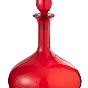 J-Line vaas + stop Fles – glas – rood – Ø 26.5 cm