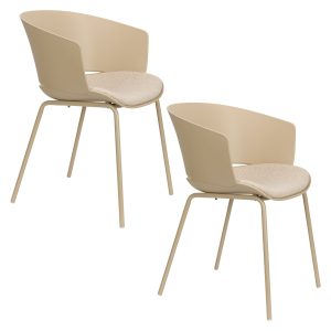 Housecraft Living Jessica Eetkamerstoelen Armleuning Beige – Set van 4