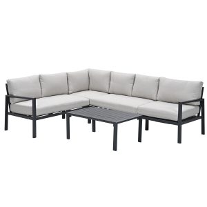 Garden Impressions loungeset Denver 4-delig links – donker grijs Garden Impressions loungeset Denver 4-delig links – donker grijs