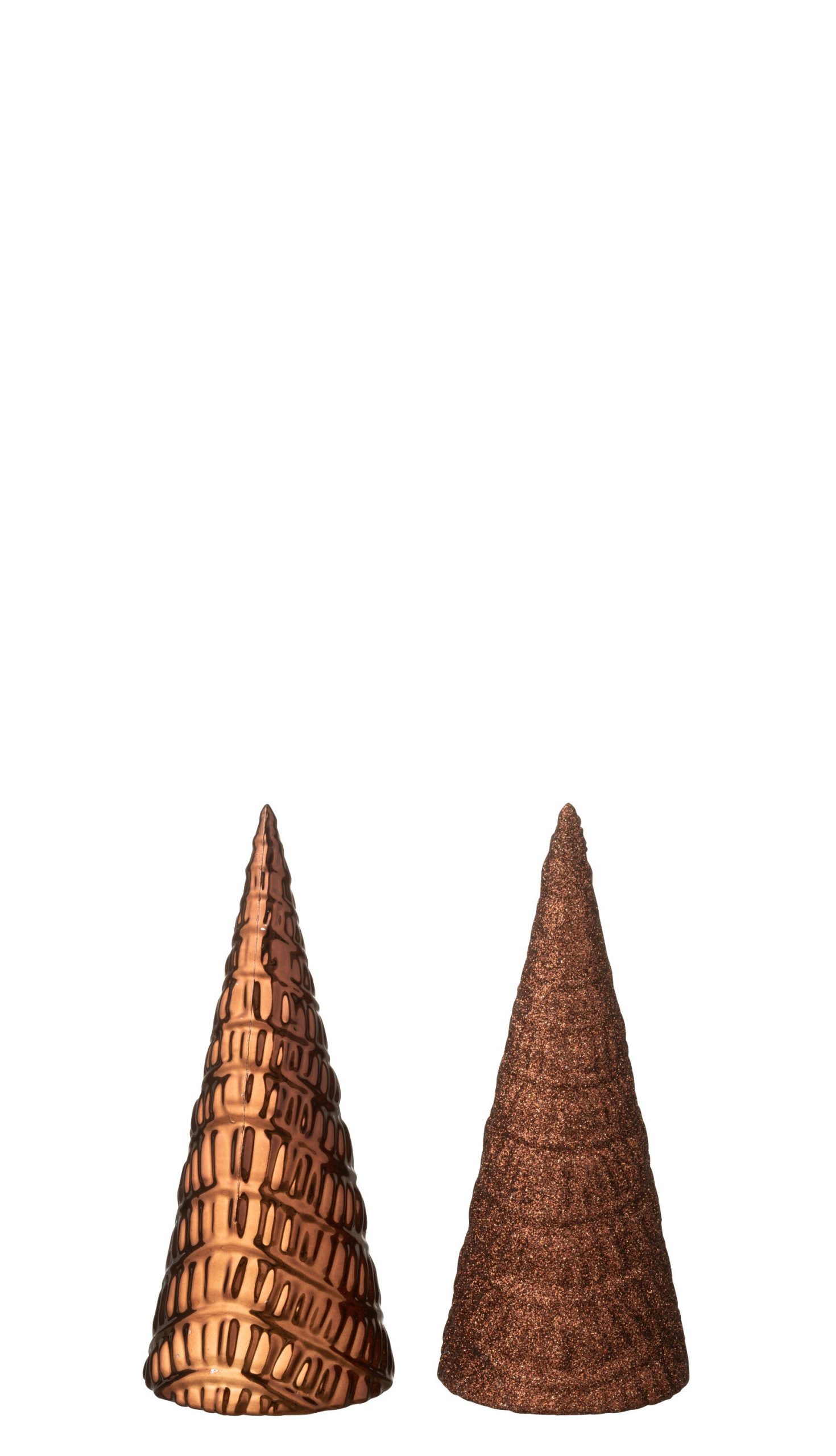 J-Line decoratie kerstboom - kunststof - donkerbruin - 2 stuks