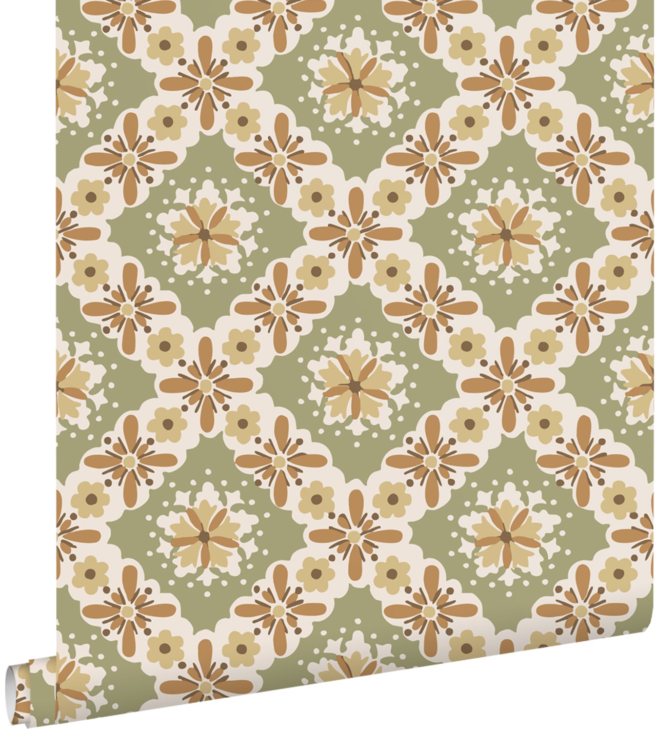 ESTAhome behang vintage bloemen groen en terracotta - 50 x 900 cm - 13