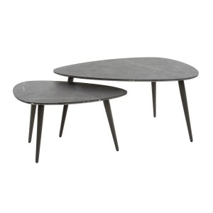 Giga Meubel Salontafel Pear Shaped – Keramieklook – Set van 2 – 80x44x