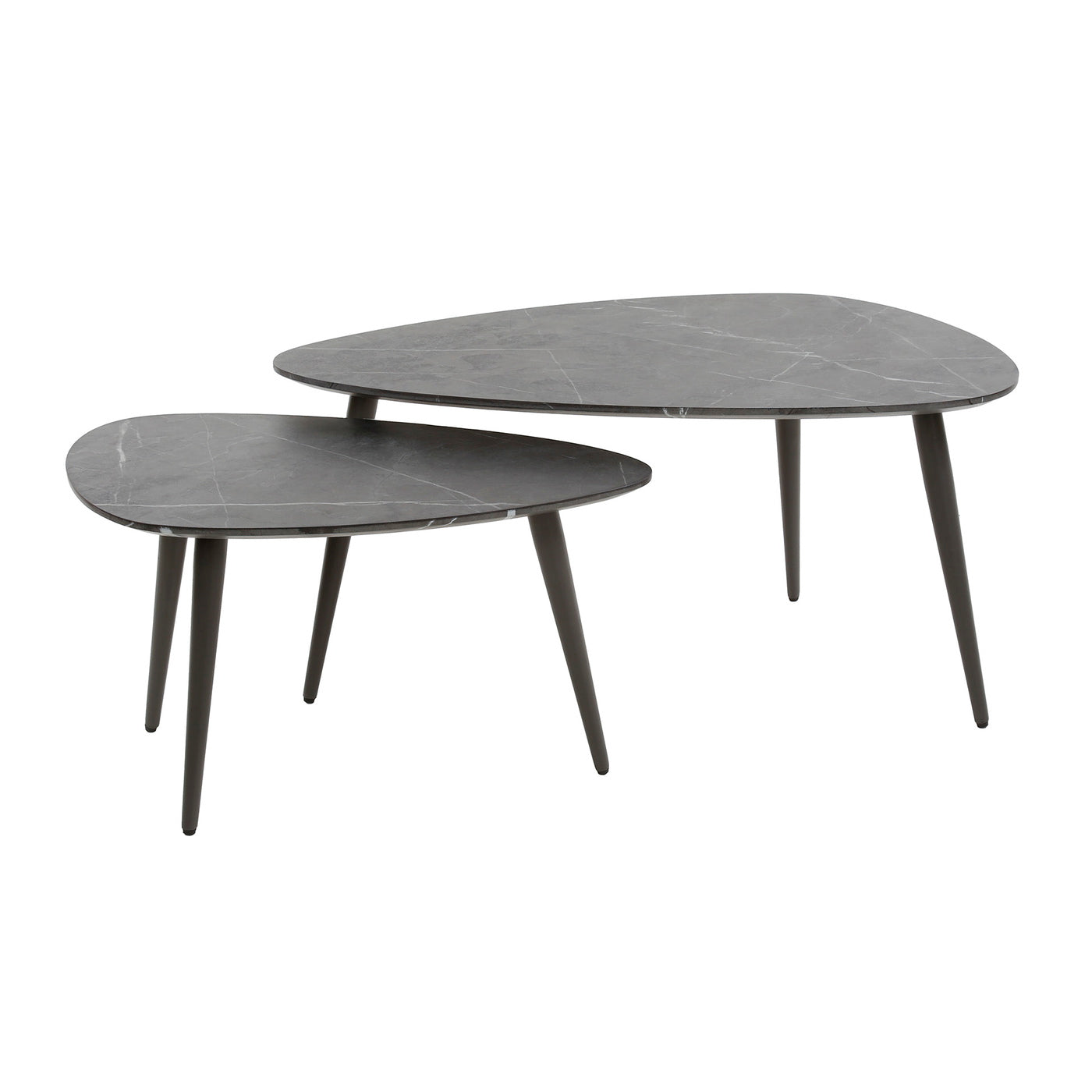 Giga Meubel Salontafel Pear Shaped - Keramieklook - Set van 2 - 80x44x