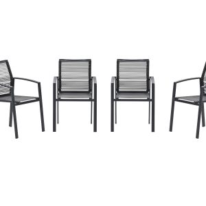 Garden Impressions Cosmo tuinstoelen set van 4 – carbon black / rope d