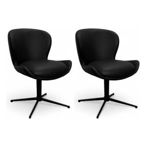 Furnhouse eetkamerstoel Nicklas – Zwart – Leer – Set van 2