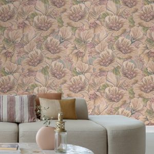 ESTAhome fotobehang geborduurd bloemmotief bruin, beige en oudroze – 2 ESTAhome fotobehang geborduurd bloemmotief bruin, beige en oudroze – 2