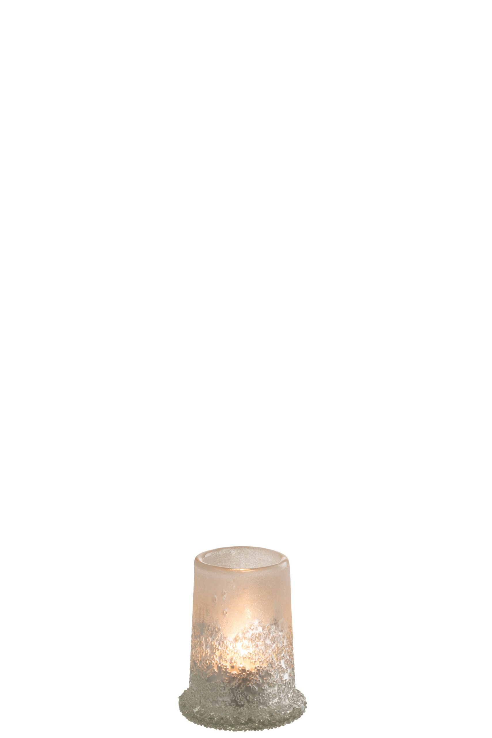 J-Line theelichthouder Suiker - glas - wit - small