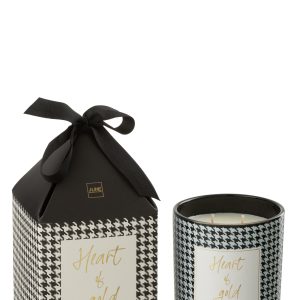 J-Line geurkaars Heart Of Gold – Balsam & Cedar – glas – wit/zwart – l J-Line geurkaars Heart Of Gold – Balsam & Cedar – glas – wit/zwart – l