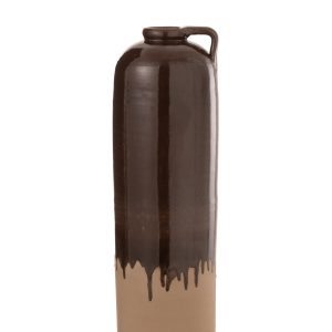 J-Line vaas Handvat – keramiek – beige/bruin – medium – 68 cm hoog