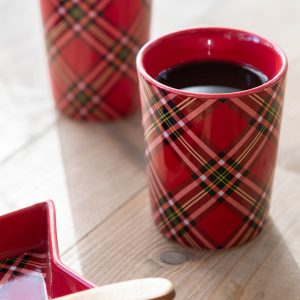 J-Line kopje Plaid – keramiek – rood – doos van 2