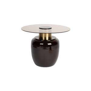 Housecraft Living Mohra Bijzettafel 59×59 cm Glas/ Metaal Beige/ Zwart
